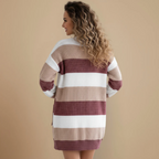 Women's Striped V Neck Soft Long Cardigan Fashion Grand
