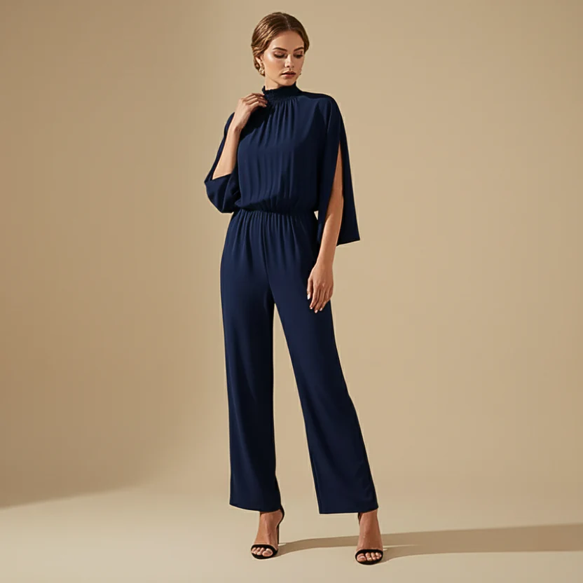 Women's Flowing Formal High-Neck Jumpsuit Fashion Grand