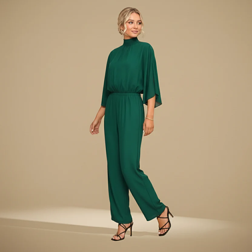 Women's Flowing Formal High-Neck Jumpsuit Fashion Grand