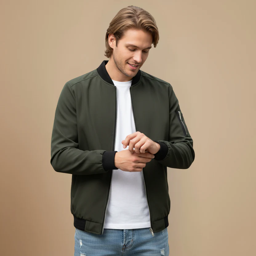 Men's Zip Classic Bomber Jacket Fashion Grand