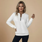 Cable Knit Quarter-Zip Jumper Sweater for Women Fashion Grand