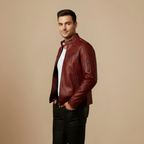 Men's Slim Fit Biker Jacket Stand Collar Fashion Grand