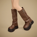 Women's buckle detail platform boots Fashion Grand