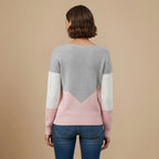 Ladies Colour Block Striped Knitted Jumper Sweater Fashion Grand