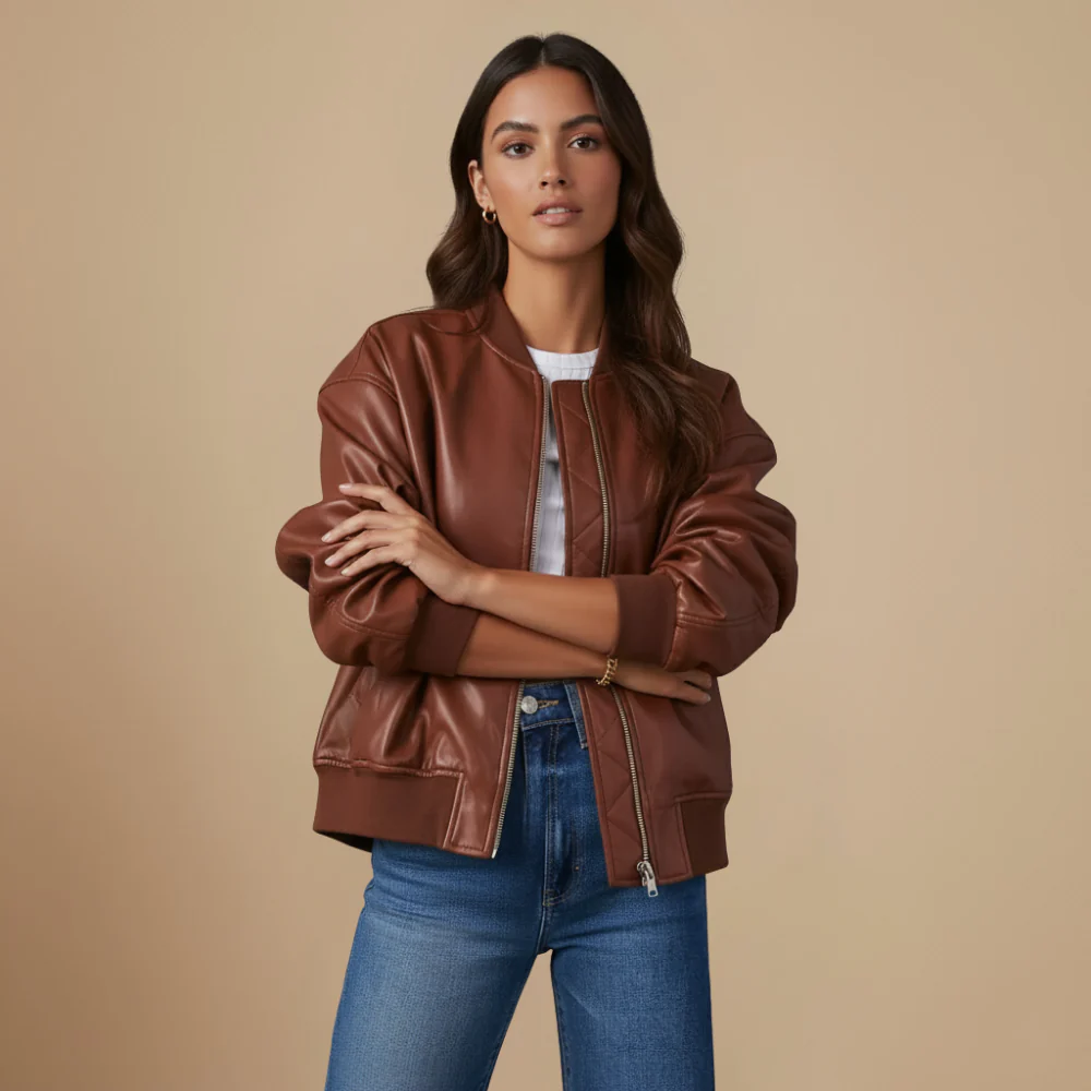 Women's Relaxed Fit Bomber Jacket Fashion Grand