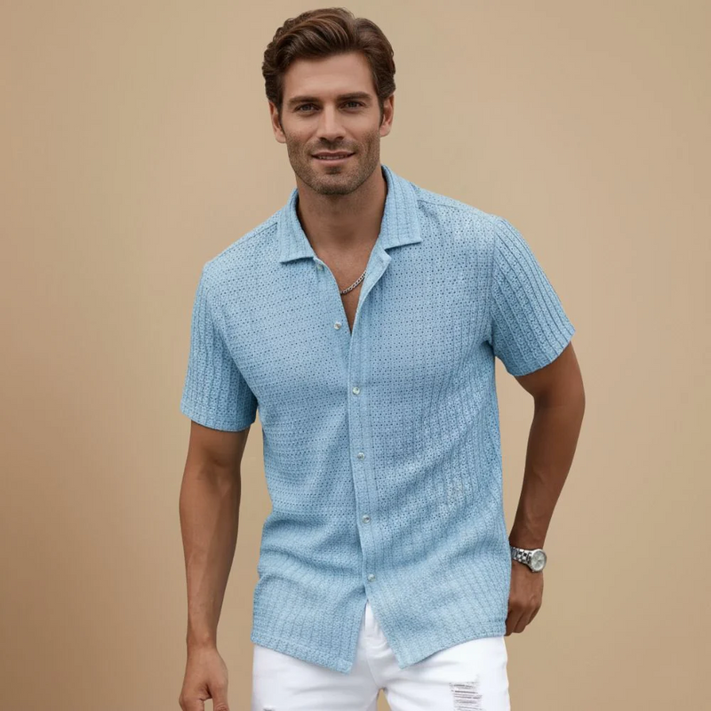 Solid Colours Men's Short Sleeve Button Shirt Fashion Grand