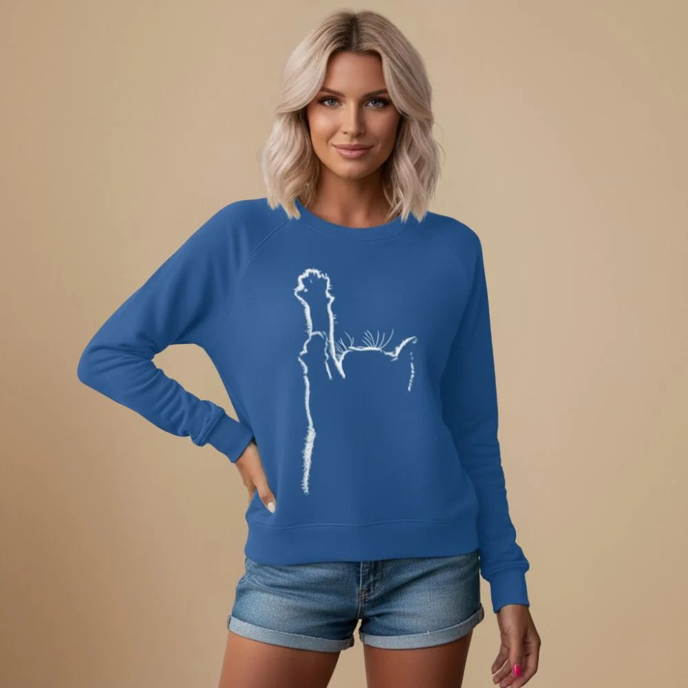 Women's Round Neck Sweatshirt with Cat Graphic Print&nbsp; Fashion Grand