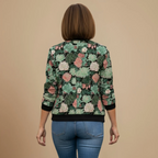 Women's Casual Print Long Sleeve Bomber Jacket Fashion Grand