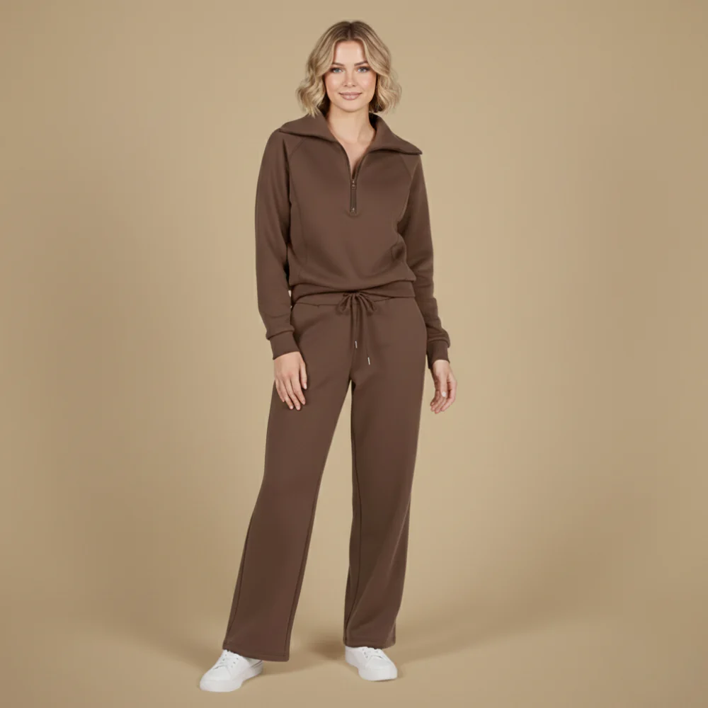 Women's casual quarter zip-up tracksuit set