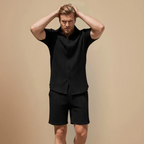 Men's Textured Shirt Shorts Two Piece Outfit Fashion Grand