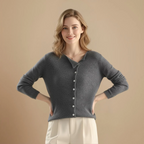 Ladies Fine Knit Long Sleeve Button Front Cardigan Fashion Grand