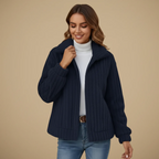 Women's Soft Lapel Zip Front Winter Jacket Fashion Grand