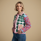 Women's Quilted Jacket with Floral Print Fashion Grand