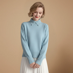 Women's collared long sleeve knitted pullover sweater
