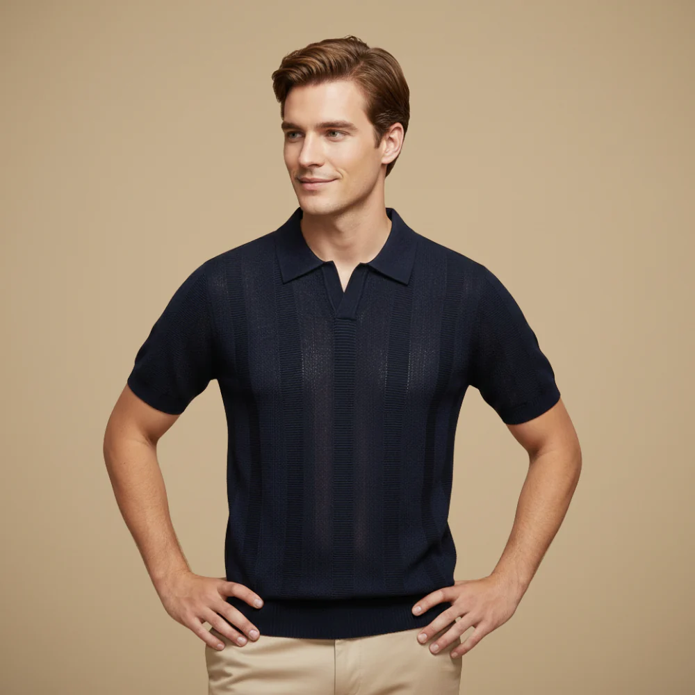 Men's v-neck collar short sleeve polo shirt