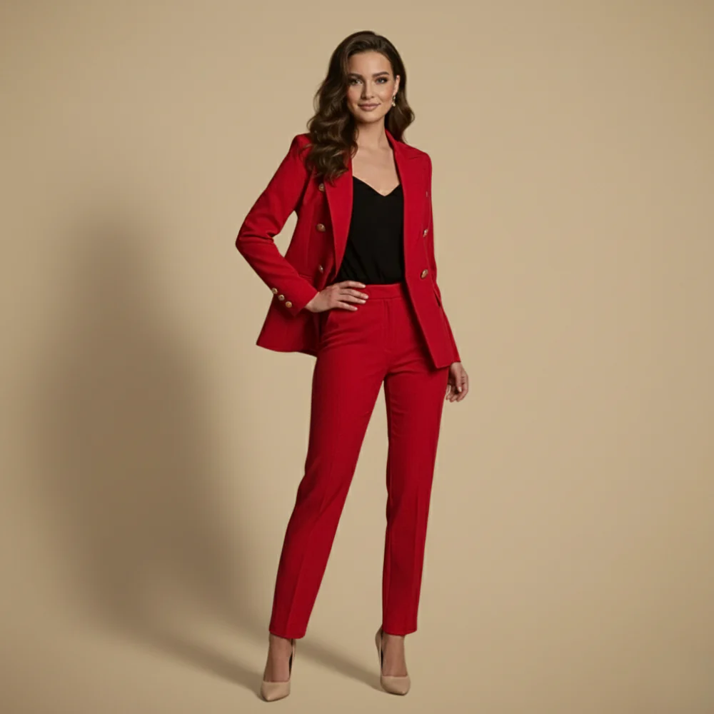 Women's Double Breasted &nbsp;Formal Two Piece Suit Fashion Grand