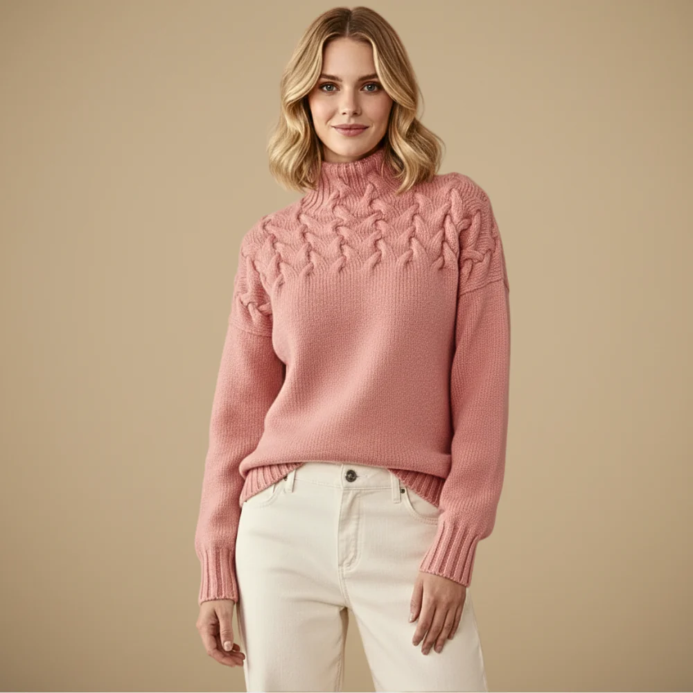 Women's Turtleneck Warm Cable Knit Jumper Fashion Grand