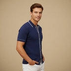 Men's Button Up Knitted Polo Shirt Fashion Grand