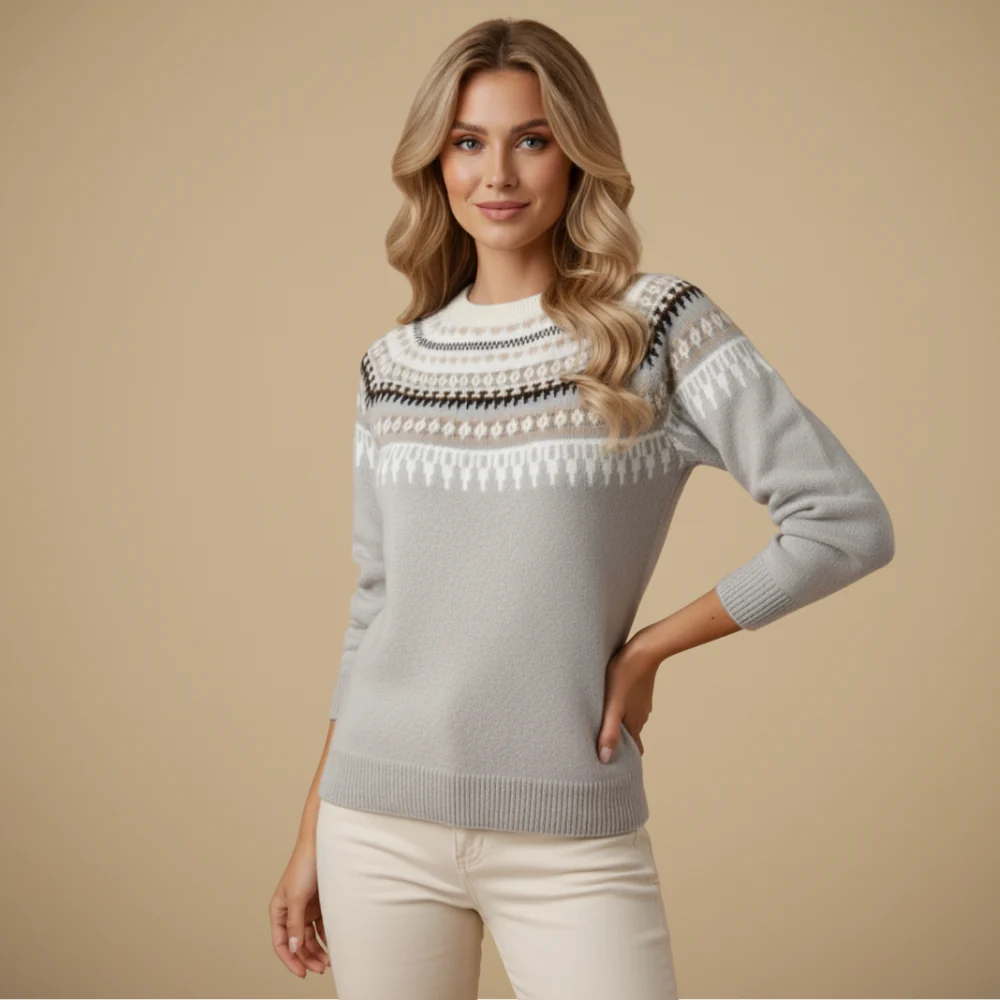 Fair Isle Thick Knit Pullover for Women Fashion Grand