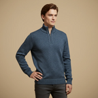 Men Half Zip High Collar Thick Knit Jumper Sweater Fashion Grand