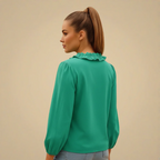 Solid Colours Women's Ruffle V-Neck Blouse Fashion Grand