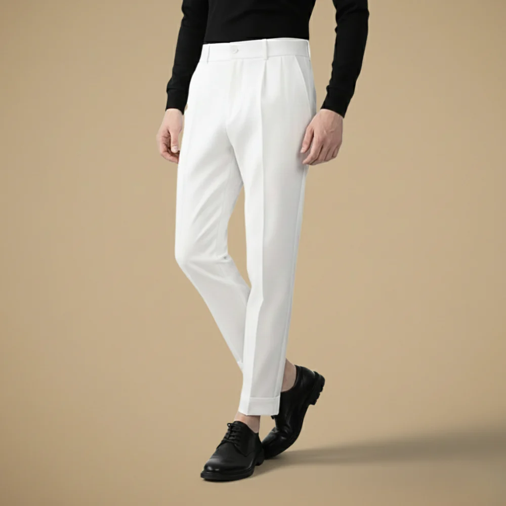 Men’s slim fit straight leg casual trousers