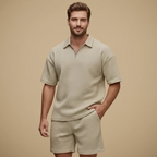 Men's casual short sleeve textured set Fashion Grand