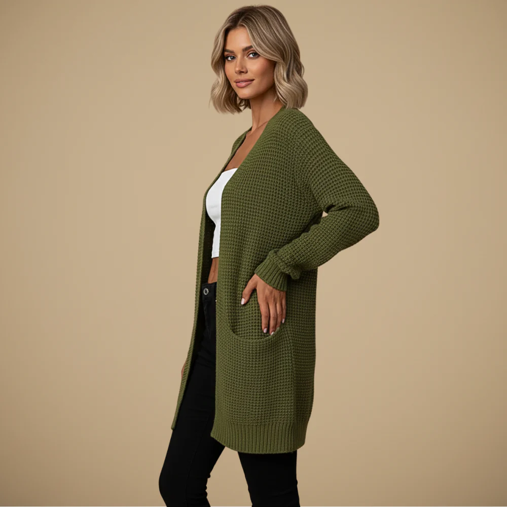 Women's Long Open Front Knit Cardigan Fashion Grand