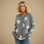 Daisy Embroidered Button-Up Cardigan for Women Fashion Grand
