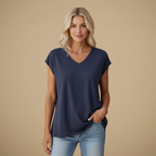 Casual V-Neck Short Sleeve Women's Top Fashion Grand