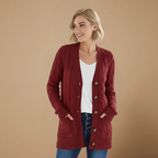 Women's long knit cardigan single button closure Fashion Grand