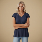 Casual V-Neck Short Sleeve Women's Top Fashion Grand
