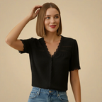 Women's Simple Lace Short Sleeve Blouse Fashion Grand