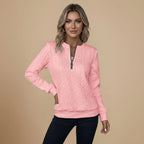 Cable Knit Quarter-Zip Jumper Sweater for Women Fashion Grand