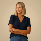 Women's Simple Lace Short Sleeve Blouse Fashion Grand