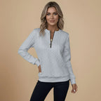 Cable Knit Quarter-Zip Jumper Sweater for Women Fashion Grand