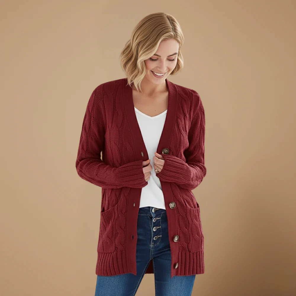 Women's long knit cardigan single button closure Fashion Grand