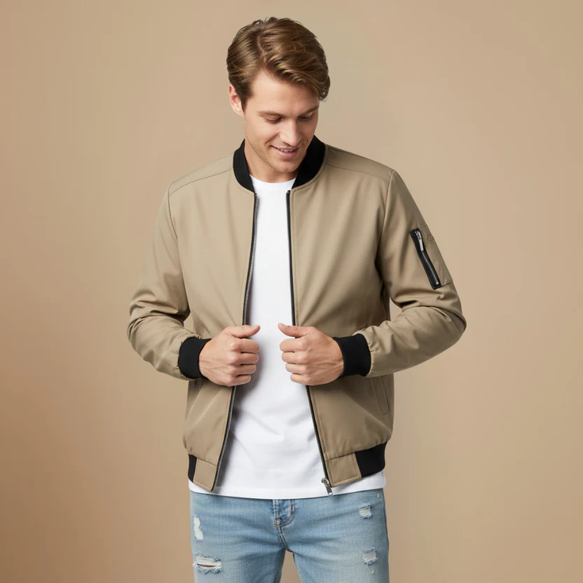 Men's Zip Classic Bomber Jacket Fashion Grand