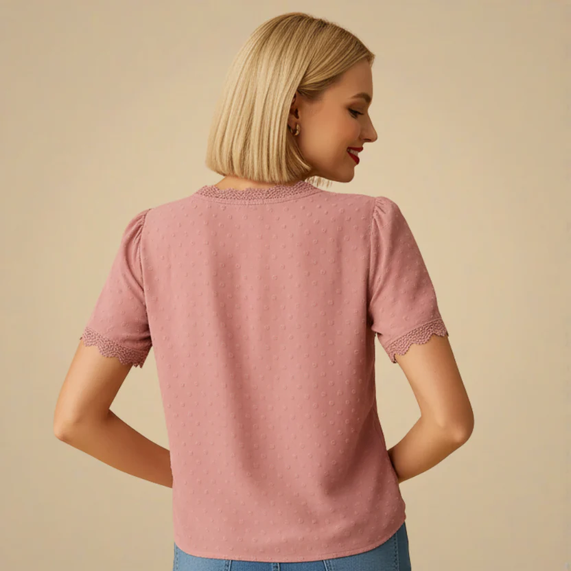 Women's Simple Lace Short Sleeve Blouse Fashion Grand