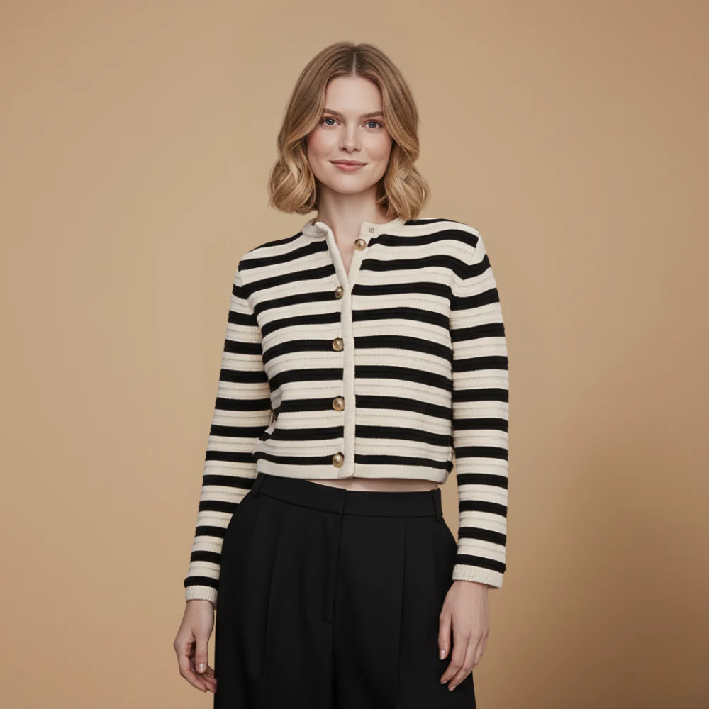 Women's cropped knit cardigan button front Fashion Grand