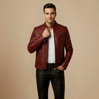 Men's Slim Fit Biker Jacket Stand Collar Fashion Grand