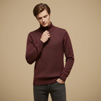 Men Half Zip High Collar Thick Knit Jumper Sweater Fashion Grand