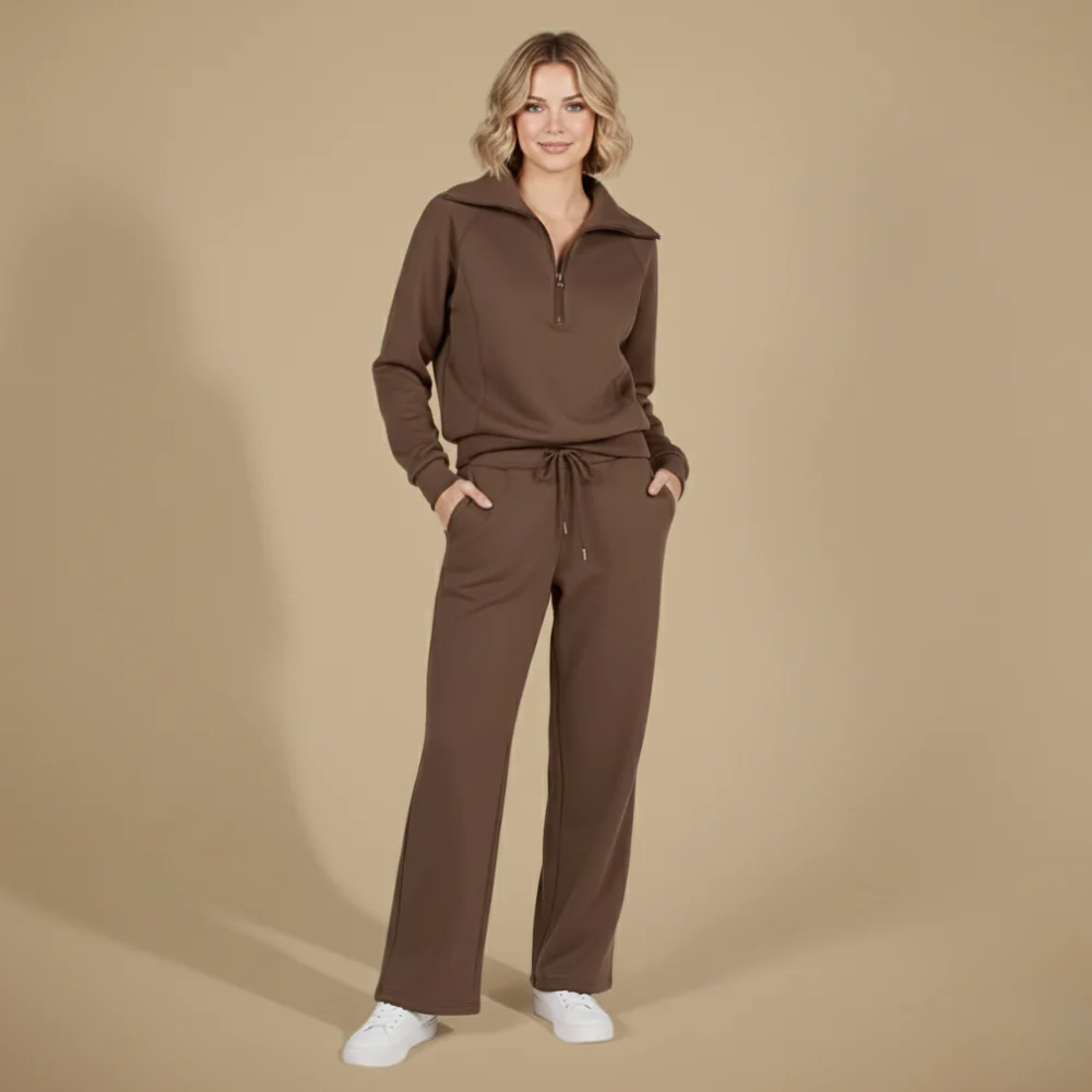 Women's casual quarter zip-up tracksuit set