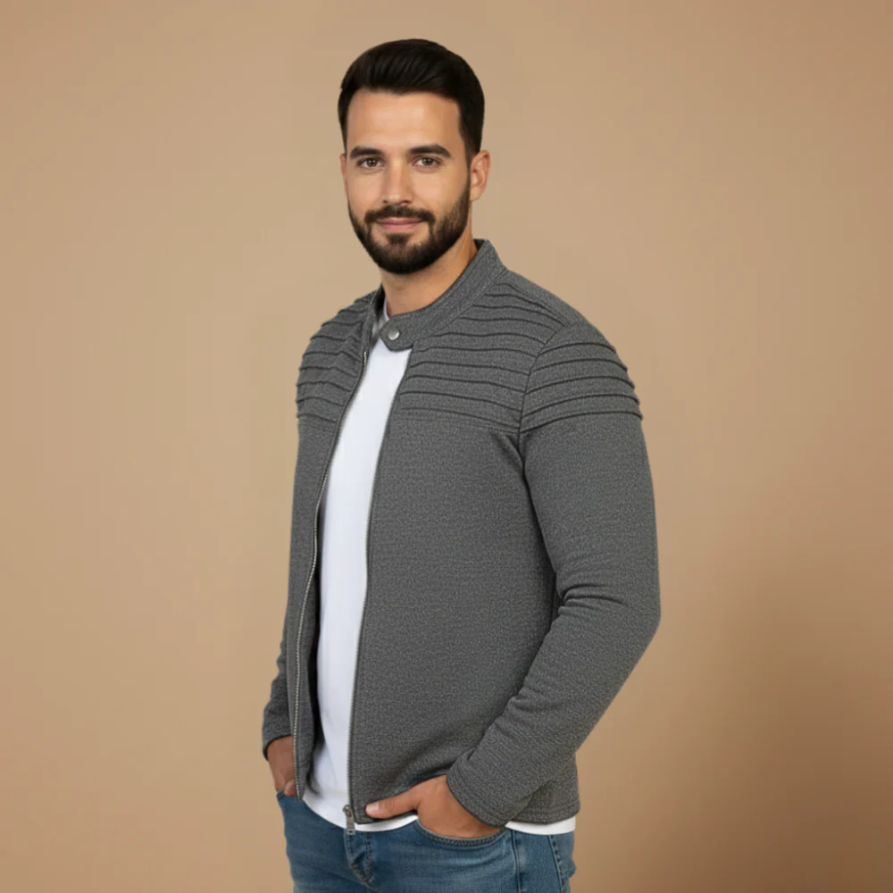 Men’s slim fit zip with long sleeves jacket