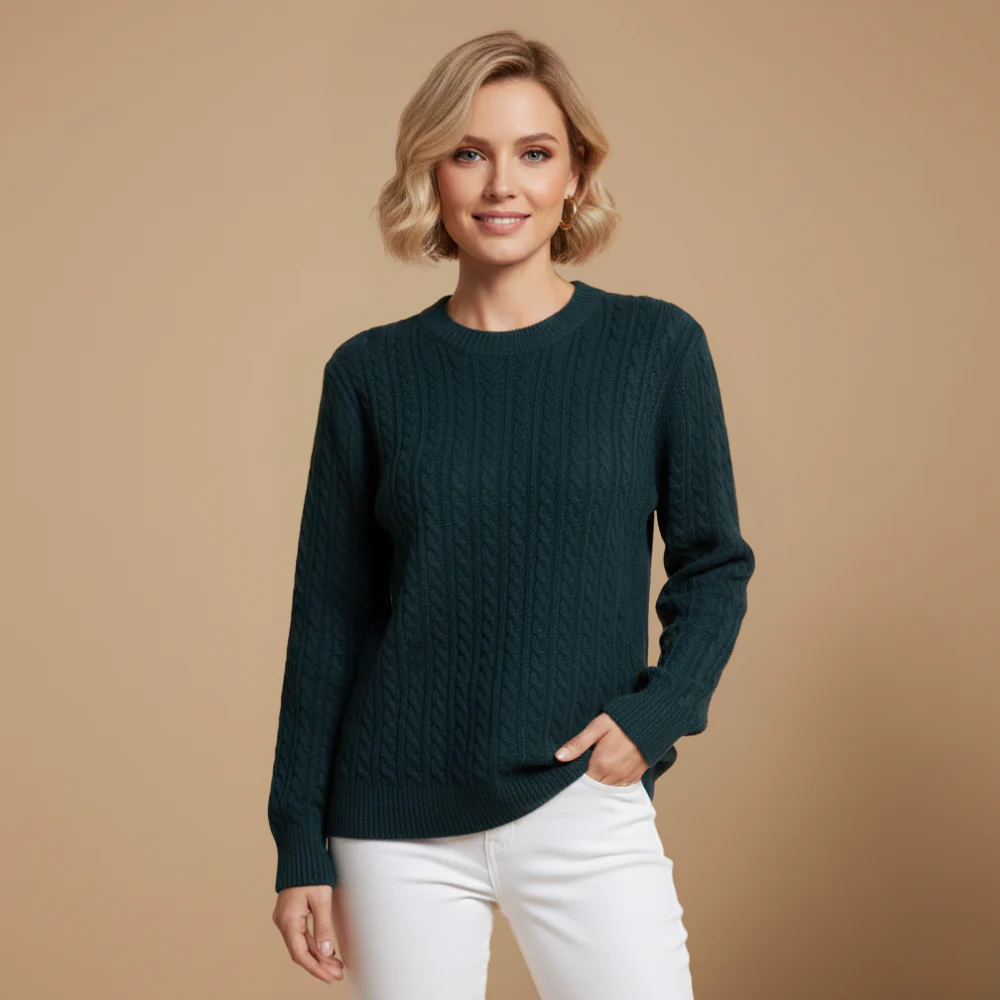 Women’s round neck long sleeve knit sweater