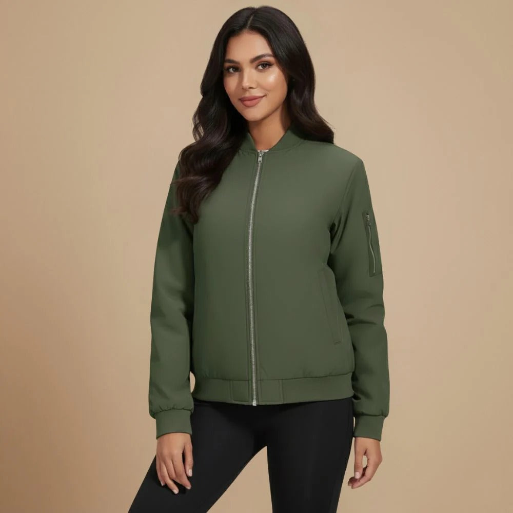 Padded Full Zip Bomber Outerwear for Women Fashion Grand