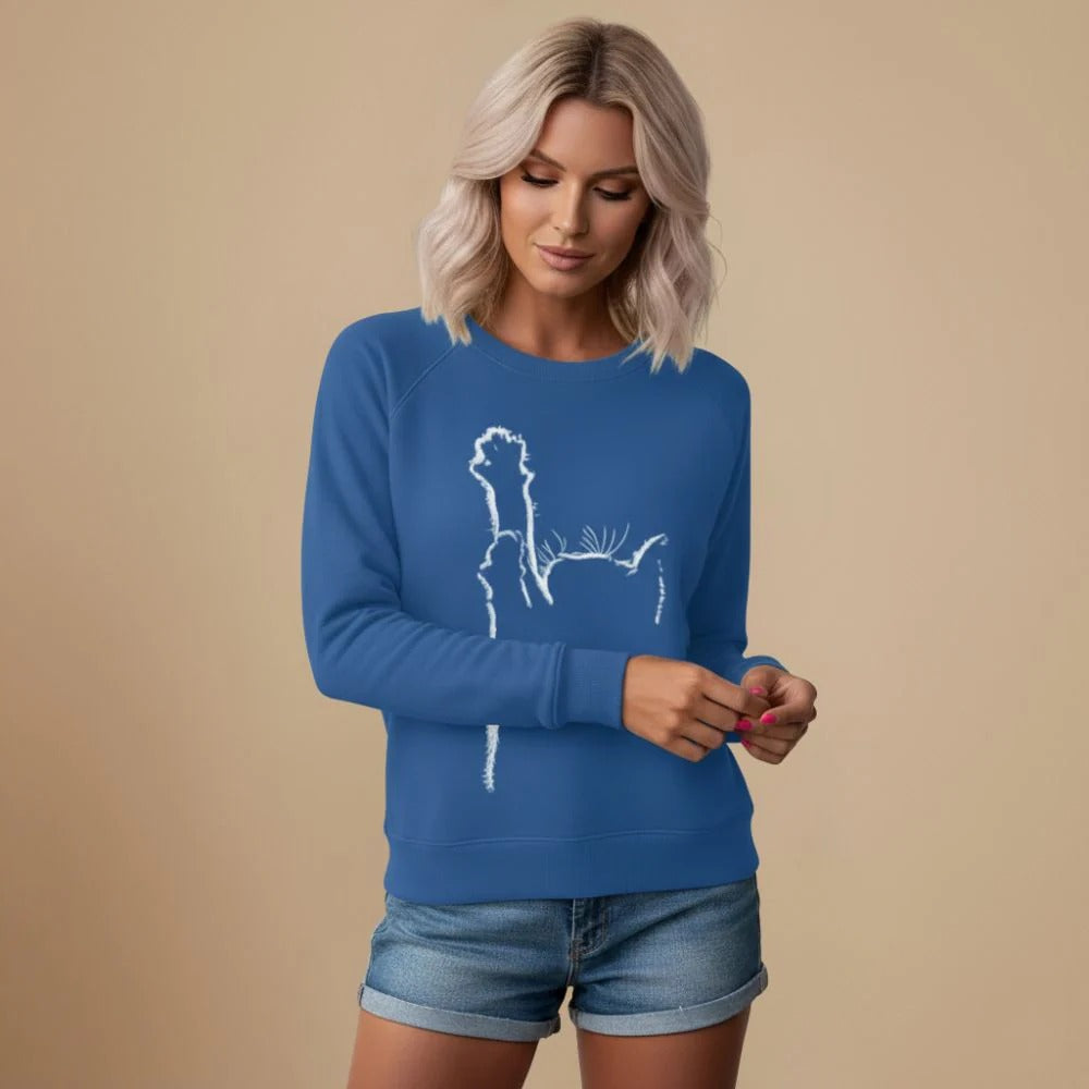 Women's Round Neck Sweatshirt with Cat Graphic Print&nbsp; Fashion Grand