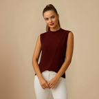 Women's Sleeveless Asymmetrical Draped Blouse Fashion Grand
