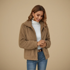 Women's Soft Lapel Zip Front Winter Jacket Fashion Grand