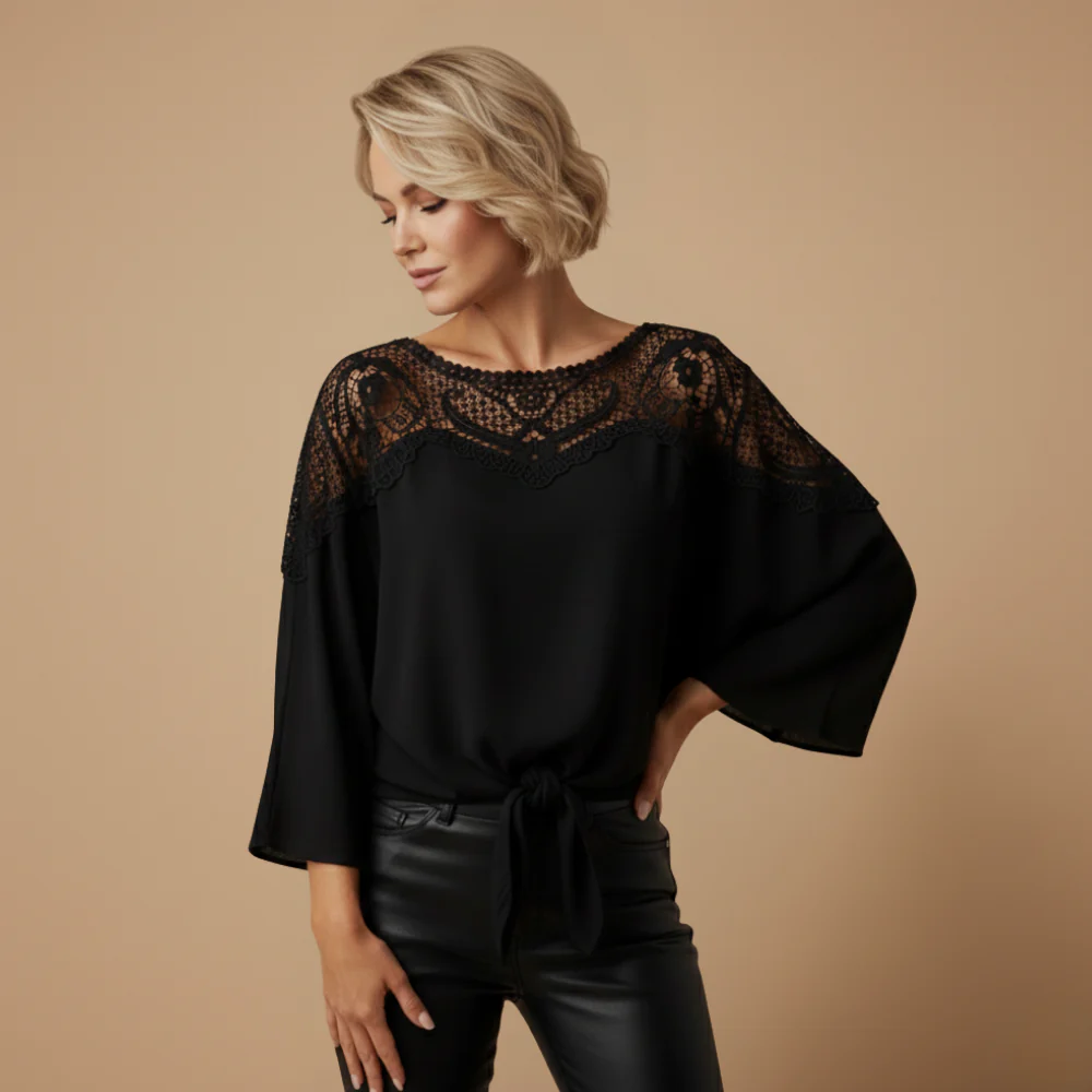 Women's lace blouse long sleeve crochet detail Fashion Grand